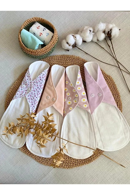 PureLuna Yıkanabilir Doğal Kadın Pedi Gece XL Lohusa 4'lü %100 Pamuk ve Bambu